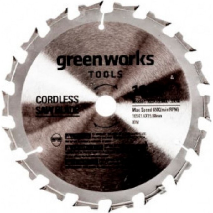 Диск по дереву GREENWORKS Ø120 мм 24T для мини пилы 1501207 2952507 Диск по дереву GREENWORKS Ø120 мм 24T для мини пилы 1501207 2952507